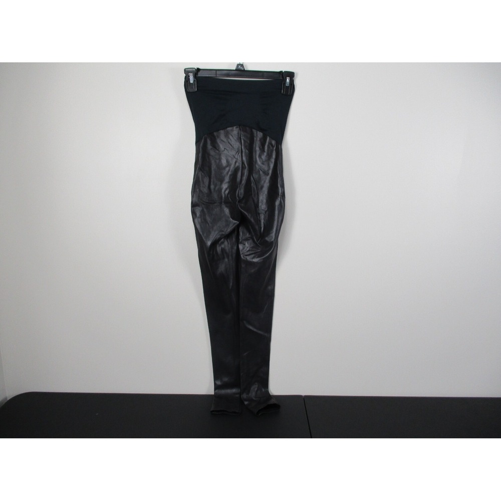 SPANX Mama Faux Leather Leggings Maternity XS Black - Picture 2 of 9